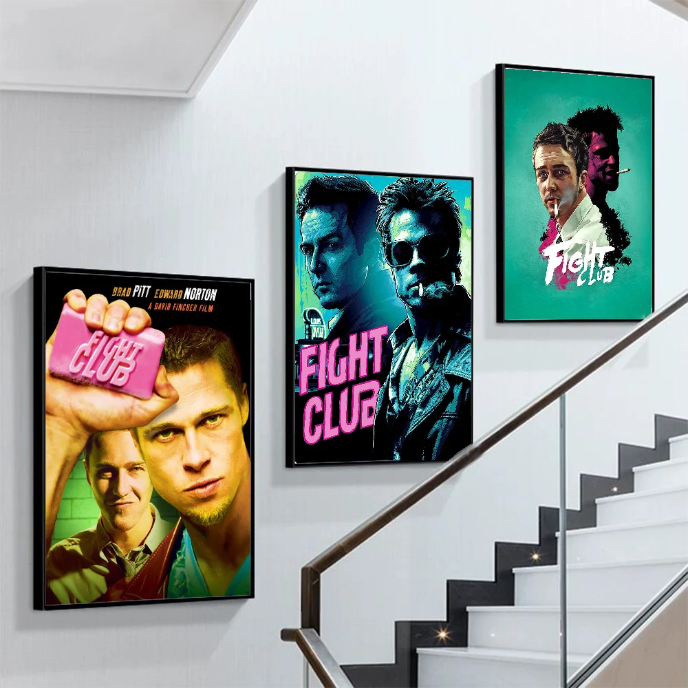 F-fight C-Club Movie Poster Self-adhesive Art Poster Retro Kraft Paper Sticker DIY Room Bar Cafe Vintage Decorative Painting