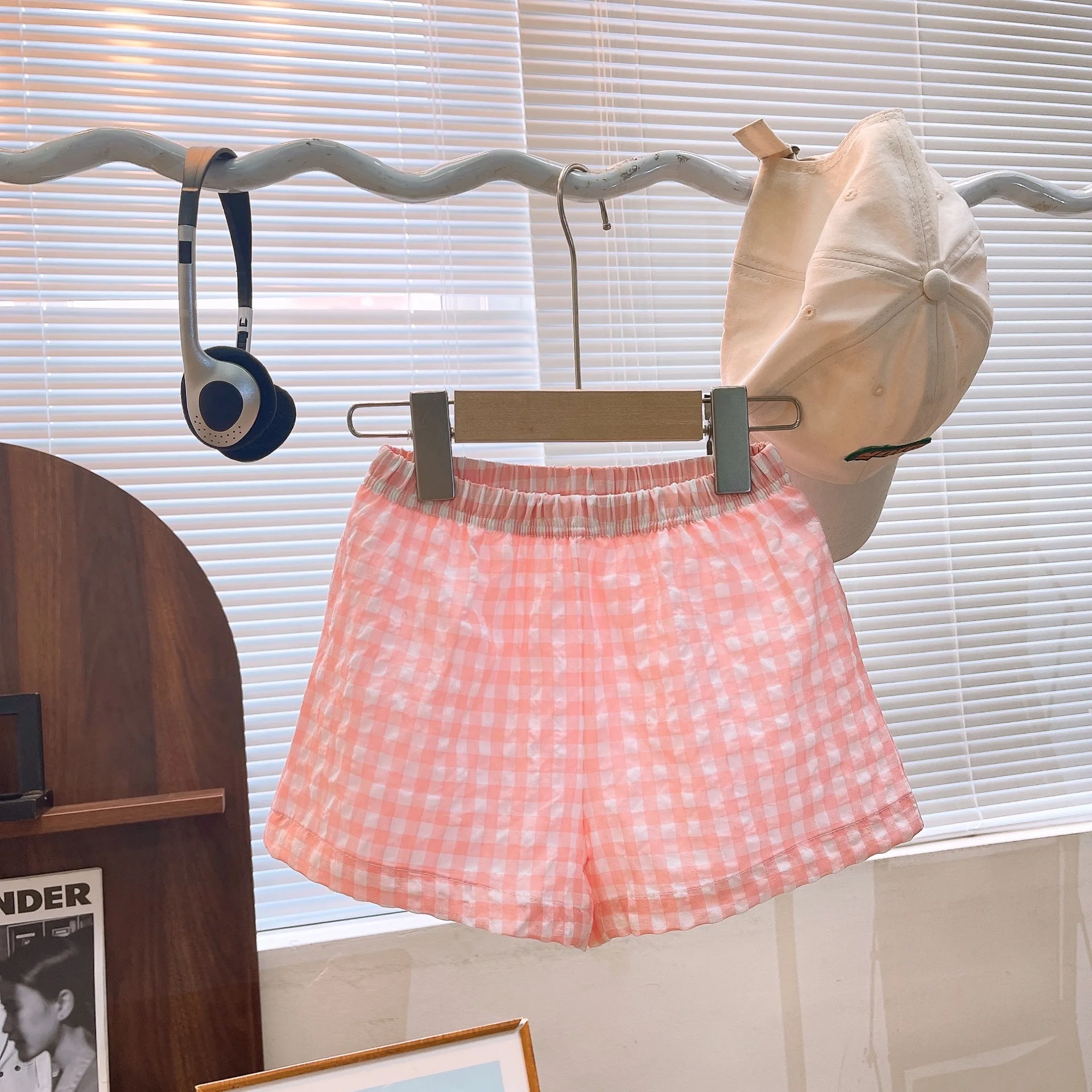 

Girls' pants, summer boys' mosquito repellent pants, thin baby shorts, casual summer clothes, children's checkered air-condition