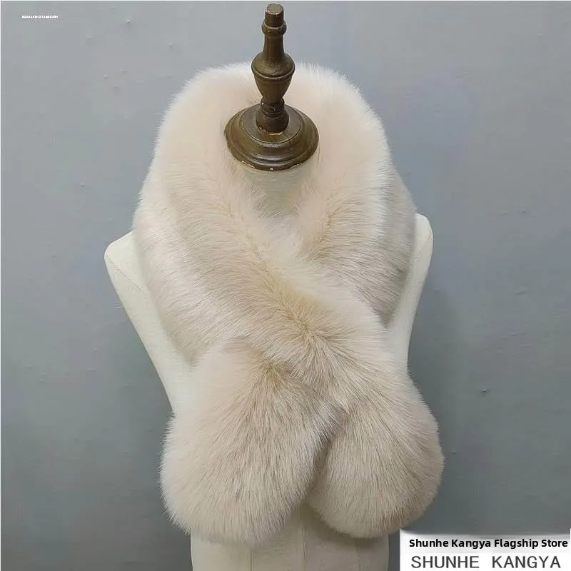 

Thiened Rabbit Fur Scarf Women's Winter Warm Ne Protector Korean Sle Plu awl oulder Cover Faionable Accories