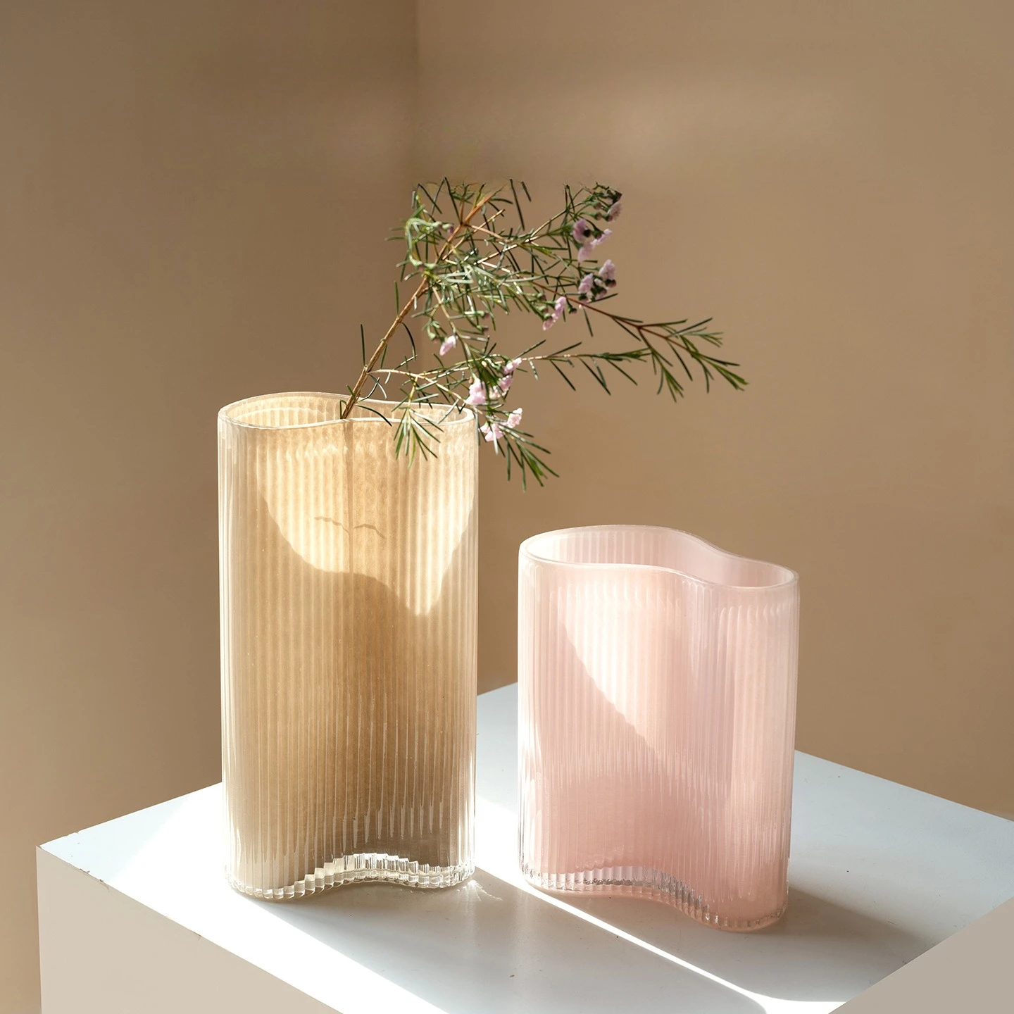 

Art striped vase hydroponics living room vase flower arrangement artificial glass vase