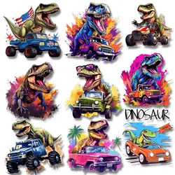 Dinosaur Pickup Trucks  Off-Road Vehicle Coconut Tree Cool Furious Iron-on Transfers for Clothing Washable DIY Decoration