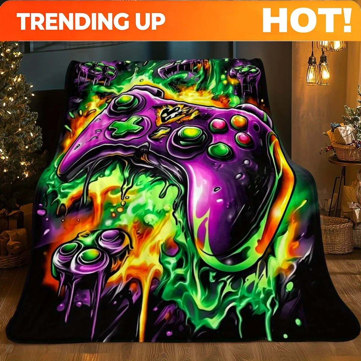 Customization 1pc Gamepad Ultra Soft Lightweight Blanket-Cozy Warm Throw For Camping Travel, Holiday Gift For Loved Ones, All Se