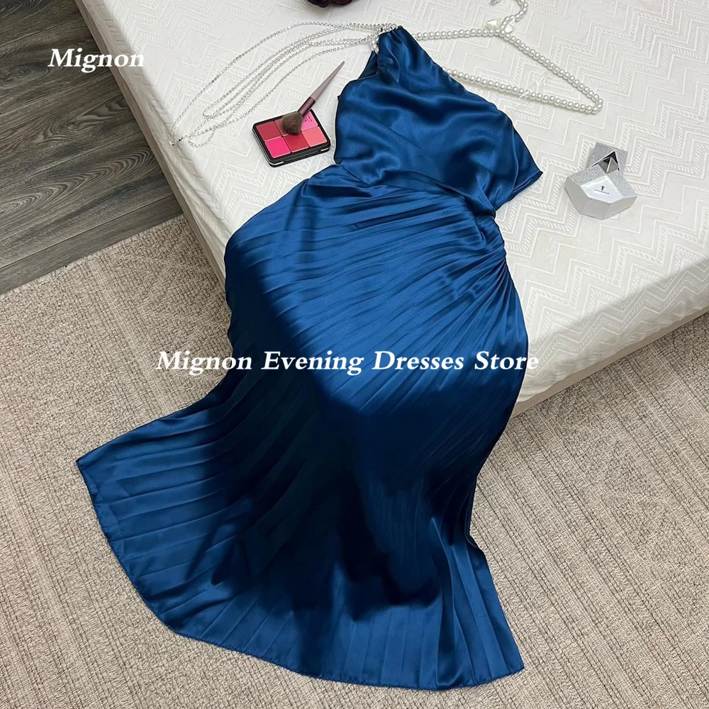 Mignon Satin Mermaid Prom Gown One-shoulder Evening Formal Ruffle Floor-length Sequins Elegant Party Dresses for Women 2023