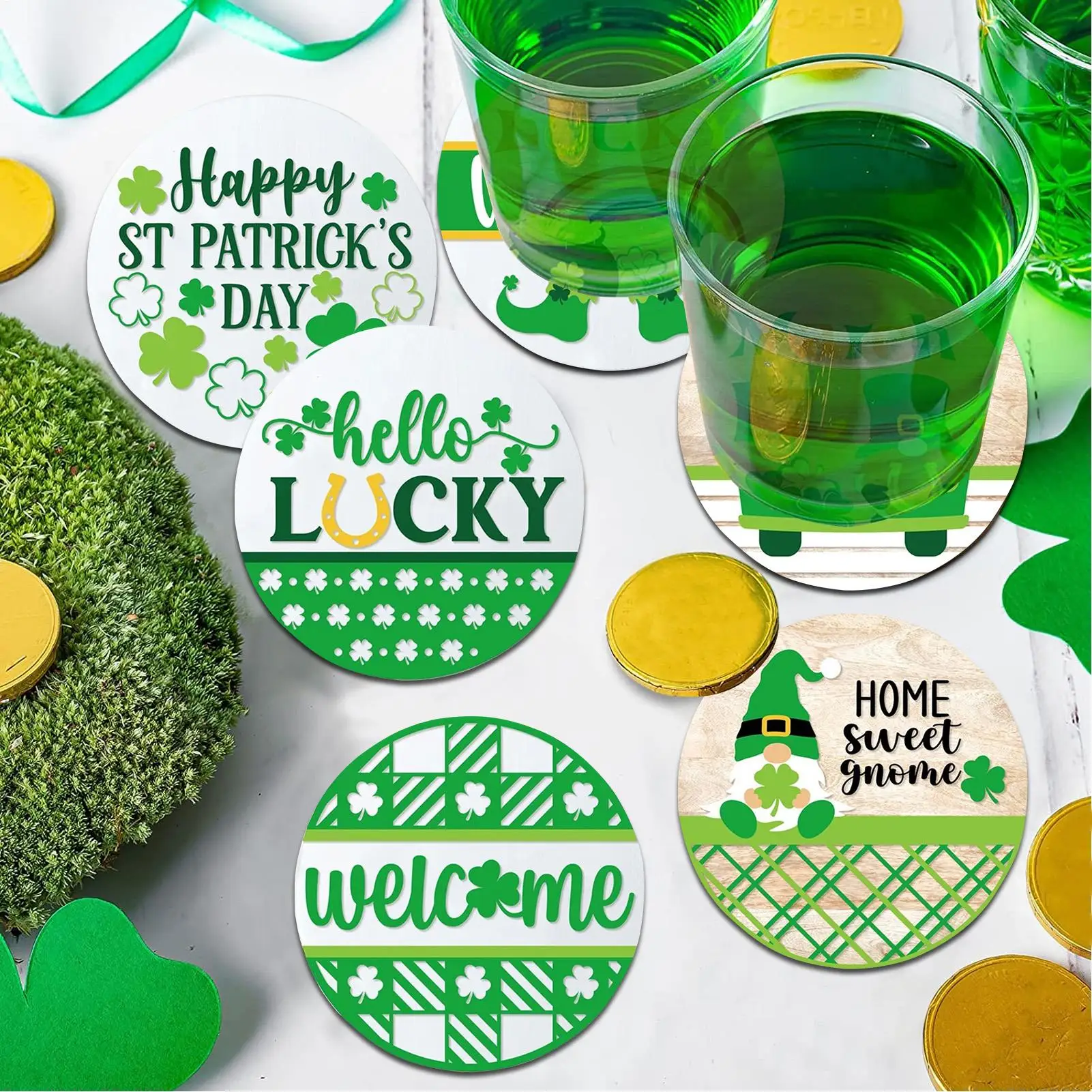 

Drink Coaster Heat-proof Shamrock Placemat St. Patrick's Day Coasters For Dormitory Restaurant Dining Table Apartment Pizzeria