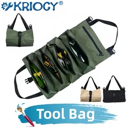 Tool Roll/Multi-Purpose Roll Up Tool Bag/Wrench Roll/Canvas Tool Organizer Bucket/Car First Aid Kit Wrap Roll Storage Case