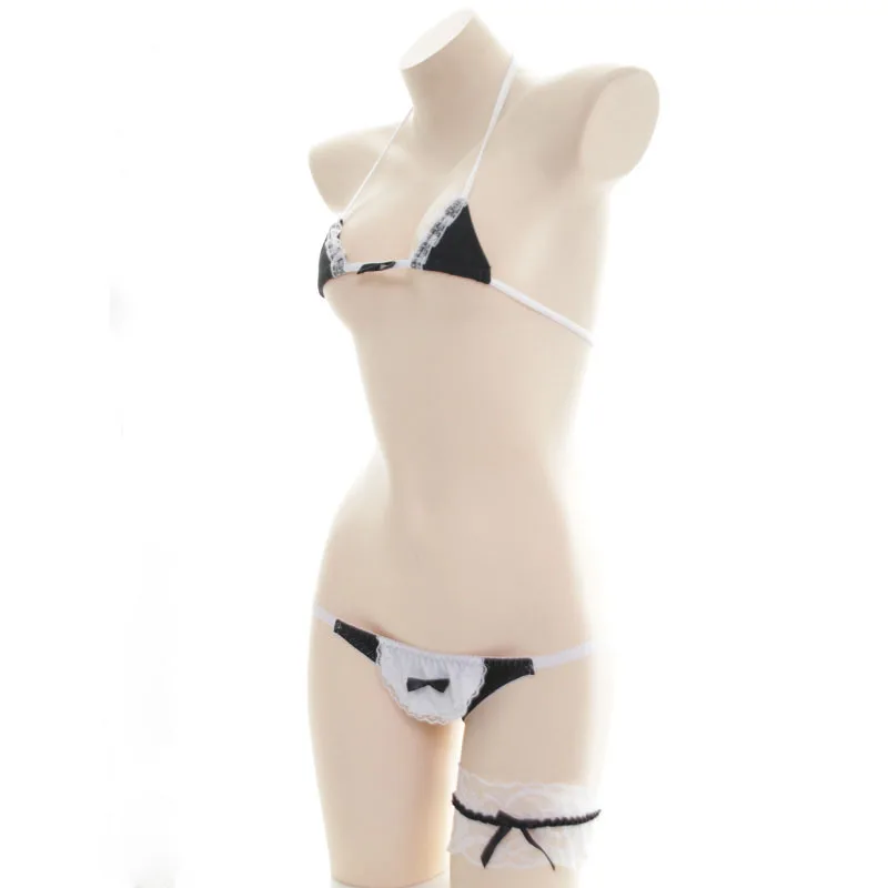 Amine Bandage-Conjunto de Bikini para mujer, traje de baño de sirvienta japonesa, Mini bañador de Cosplay, traje de baño sin espalda, Bikinis dulces