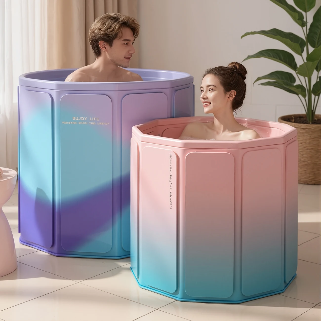 1PC Portable Bathtub for Adults, Collapsible Freestanding Bathtub for Shower, Hot Ice Bath Tubs with Thickened Thermal Foam