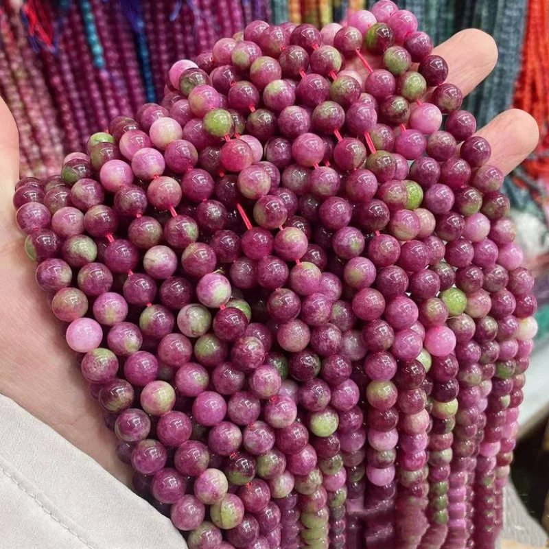 6/8/10mm Loose Optimize Watermelon Tourmaline Crystal Natural Stone Beads for DIY Bracelet Necklace Jewelry Making Beaded Access