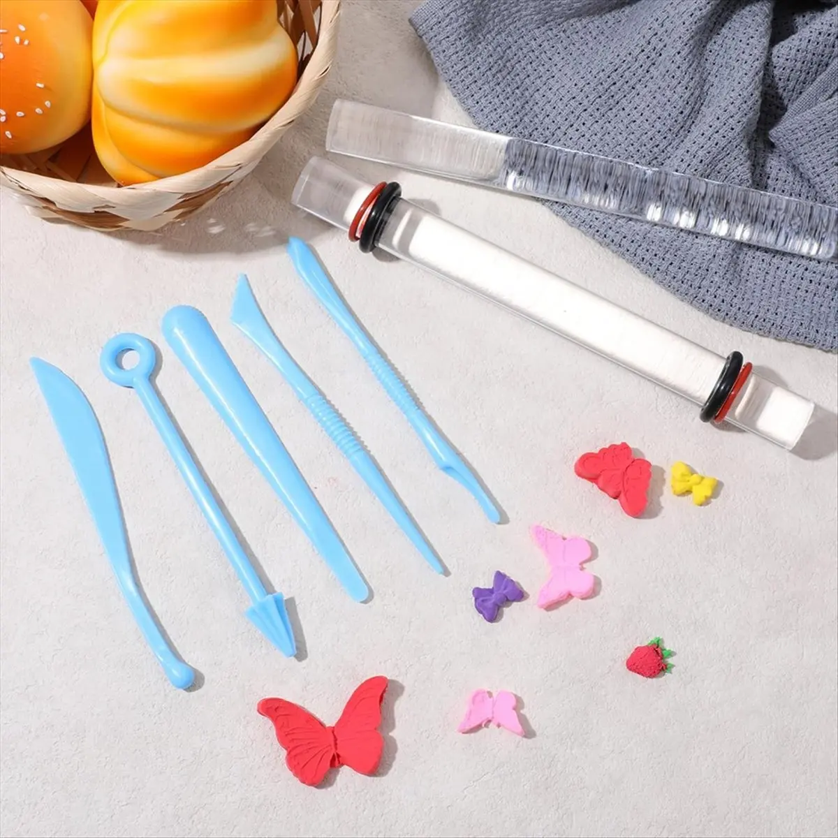 X16A Hot 15 Pcs Polymer Clay Tools Acrylic Roller DIY Handmade Crafts Air Dry Clay Tools Clear Supplies Kit with Thickness Rings