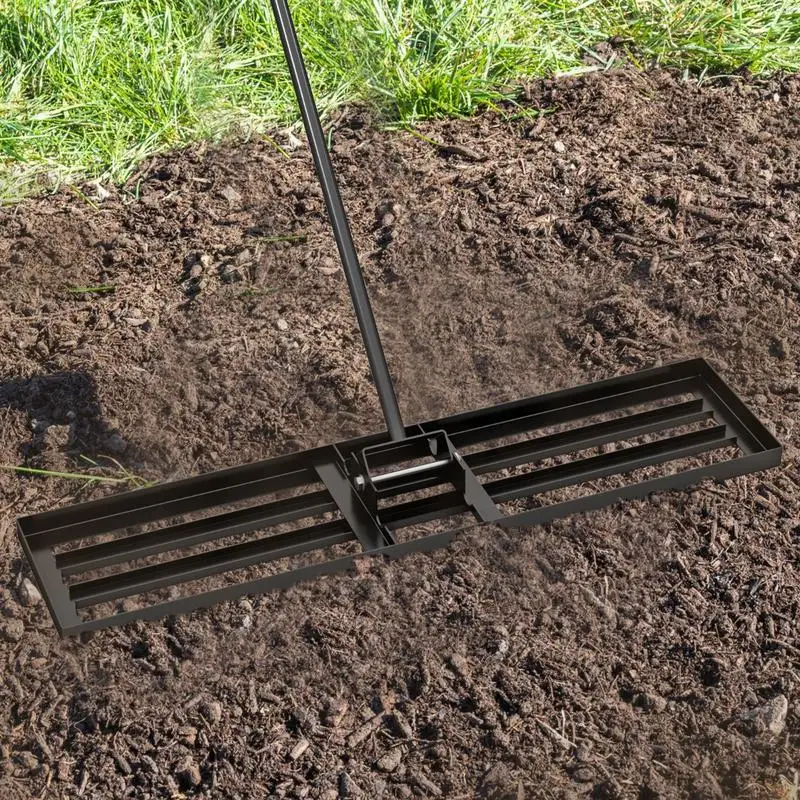

42 x 10 Inch Lawn Leveling Rake with Ergonomic Handle-Black