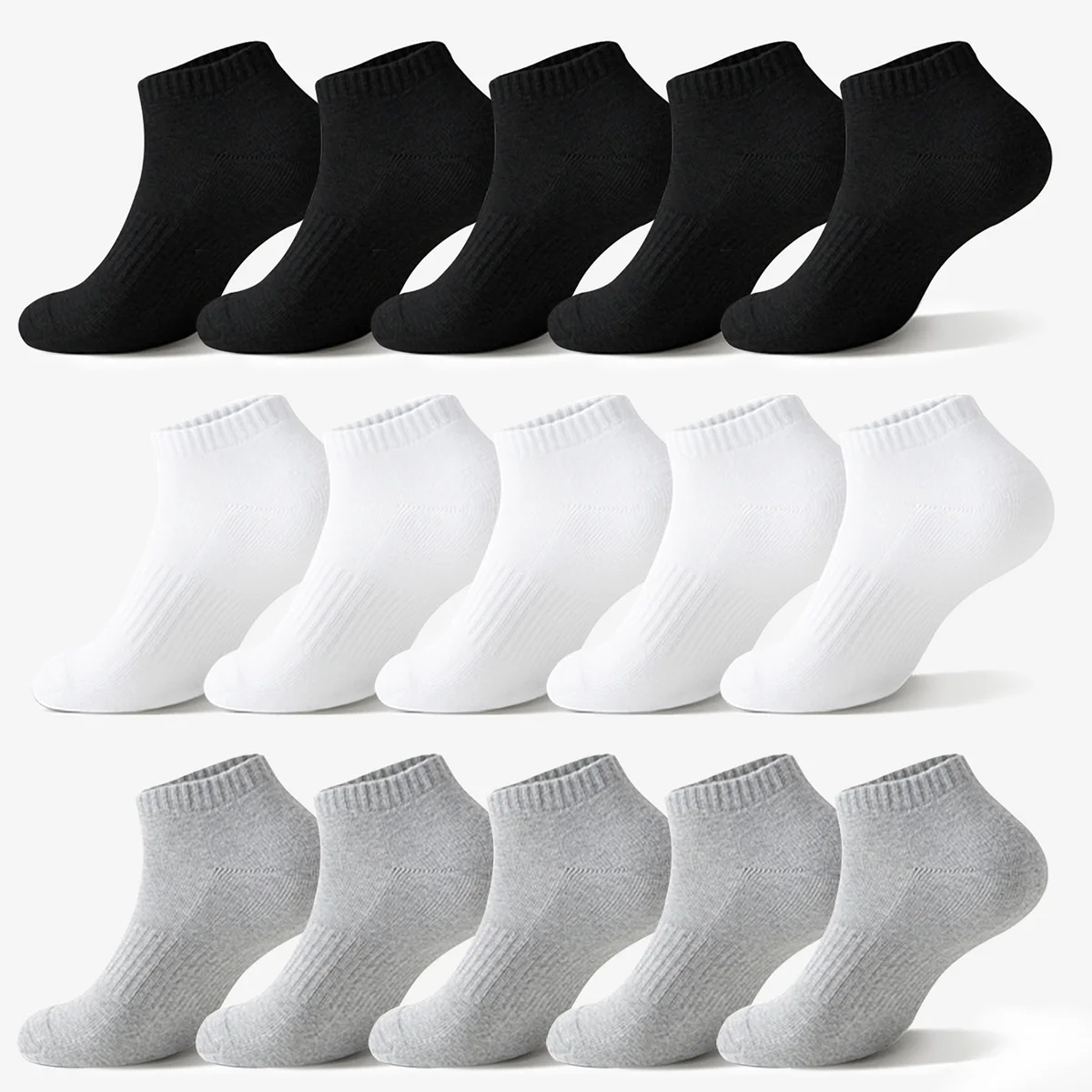 5 paires de chaussettes de sport pour hommes, chaussettes basses respirantes noires et blanches d'été, chaussettes courtes décontractées athlétiques sans couture