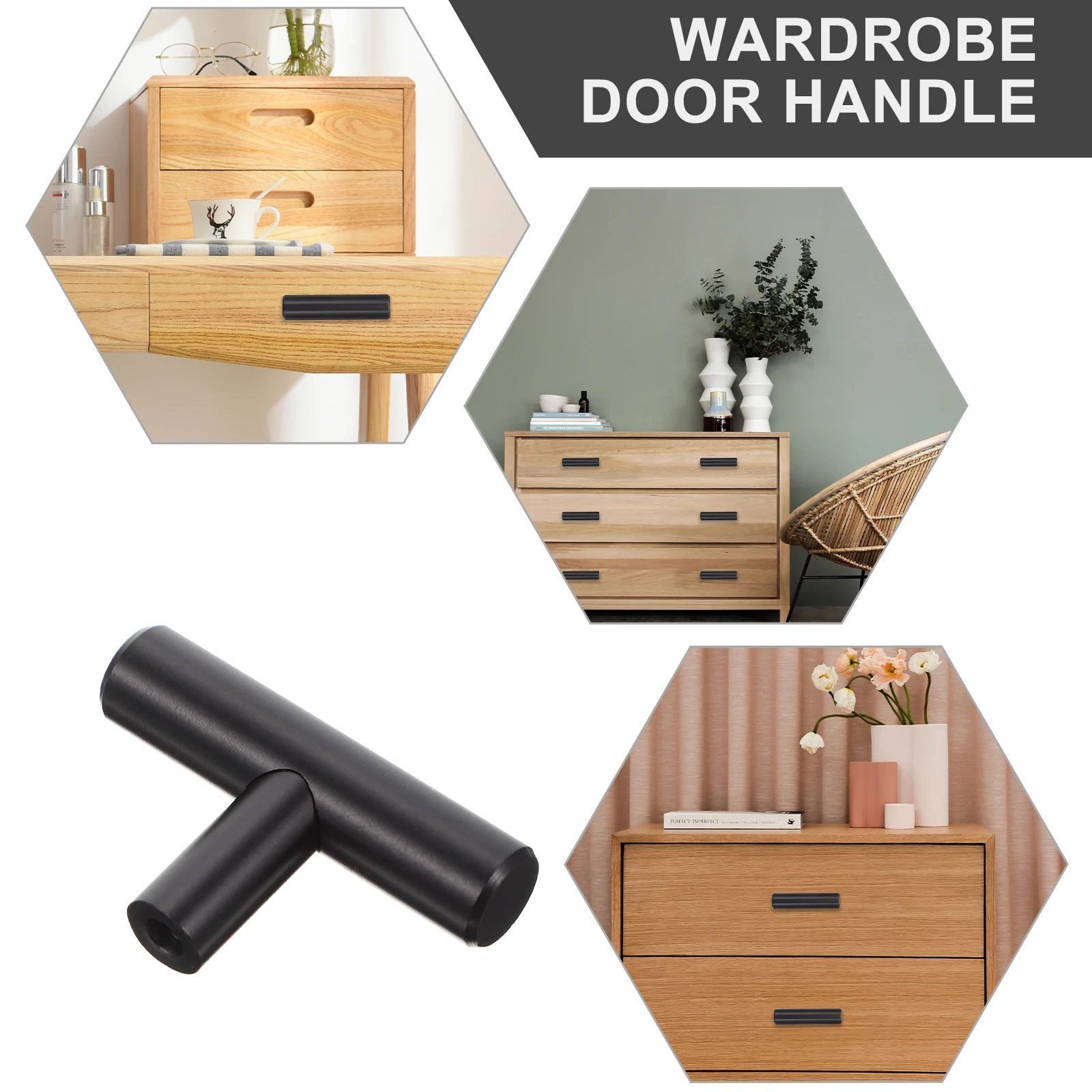 

5pcs Cabinet Black Cabinet Handle T-Bar Pull Knobs For Kitchen Drawer Wardrobe Furniture Aluminum Alloy Hardware