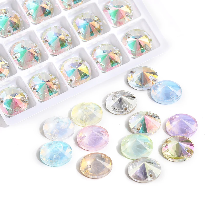 Flatback Rhinestones Crystal Applique for Sewing, Rivoli Stone and Strass for Dress, Sew On Crystal, DIY Glass Beads for Clothes