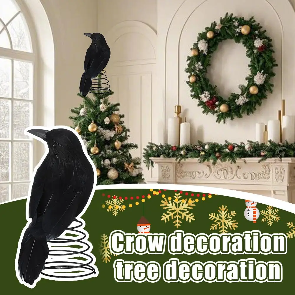 1 قطعة شجرة عيد الميلاد توبر الغراب الديكور واقعية دوامة الربيع قاعدة حديقة المنزل عيد الميلاد القوطية زخرفة الطيور تحت عنوان ديكور هدية