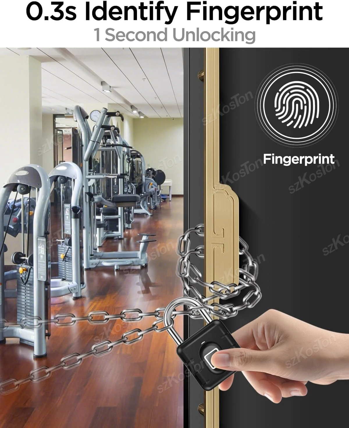 Imagem -05 - Fingerprint Cadeado Inteligente Ip67 Impermeável Keyless Bloqueio Biométrico Adequado para Bagagem Mala Ginásio Locker