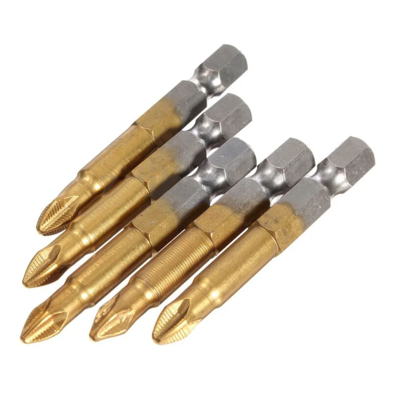 5 punte per cacciavite antiscivolo da 50 mm di lunghezza, set di punte per unità rivestite, set di cacciaviti PH2 da 50 mm, PH2/testa per cacciavite a croce