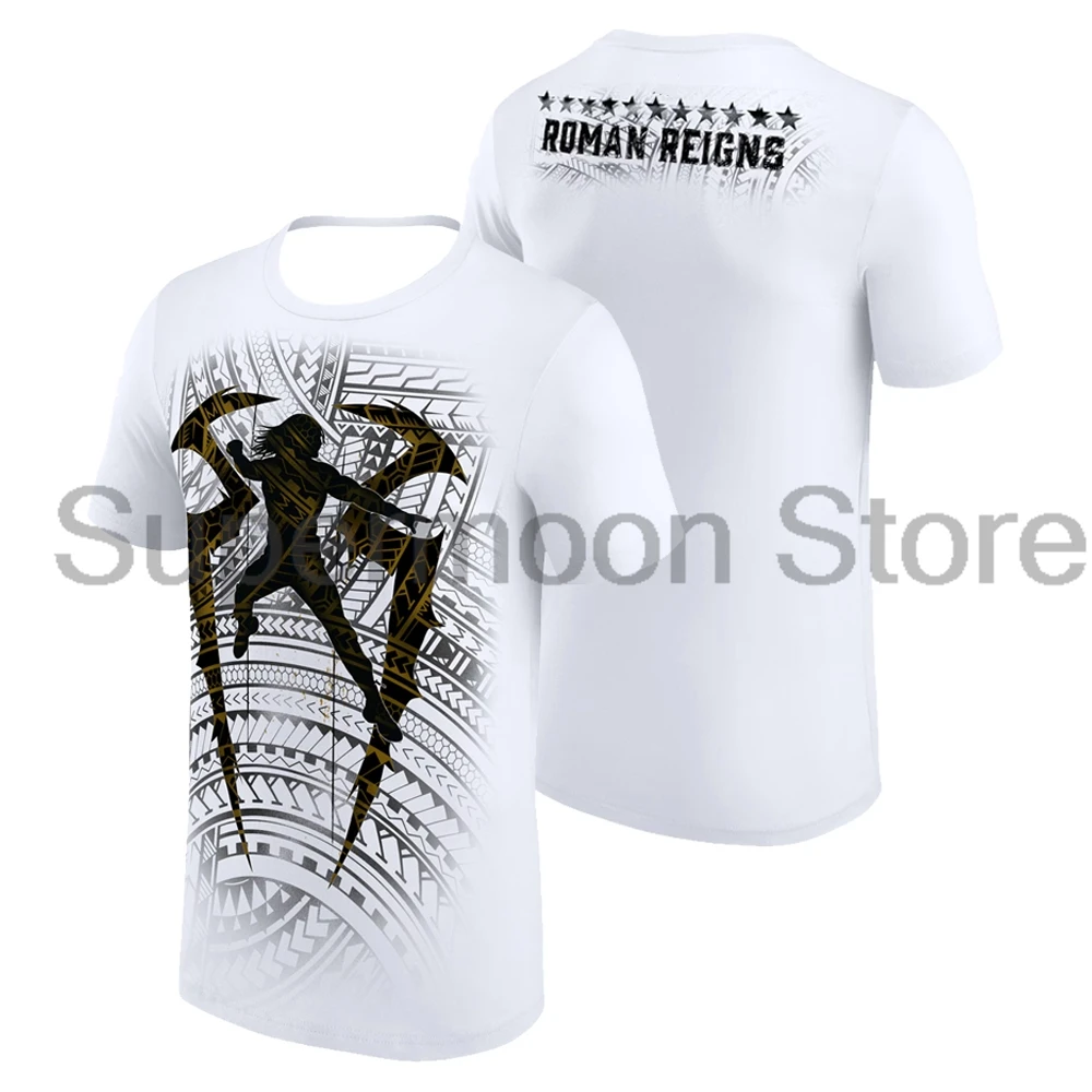 Camiseta blanca con logotipo Tribal de Roman Reigns para hombre, camiseta de manga corta con cuello redondo, ropa deportiva para hombre y mujer, ropa deportiva para exteriores