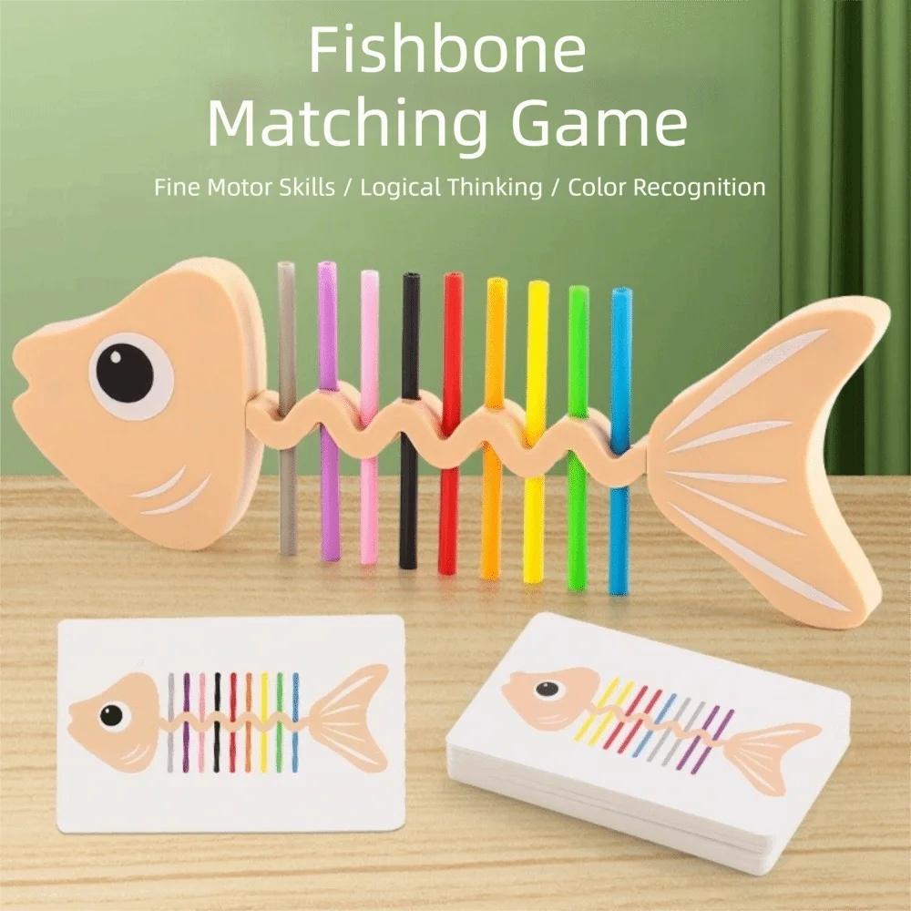 30 Flash Cards Montessori Educational Toys Fishbone Structure 18 Color Sticks Color Matching Game Puzzle Design