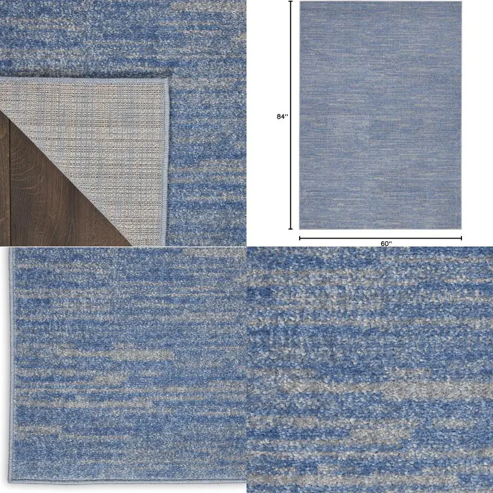 

Синий/серый коврик размером 5 x 7 футов, прочный и легко чистится, подходит для использования в помещении и на открытом воздухе, идеально подходит для различных комнат и патио.