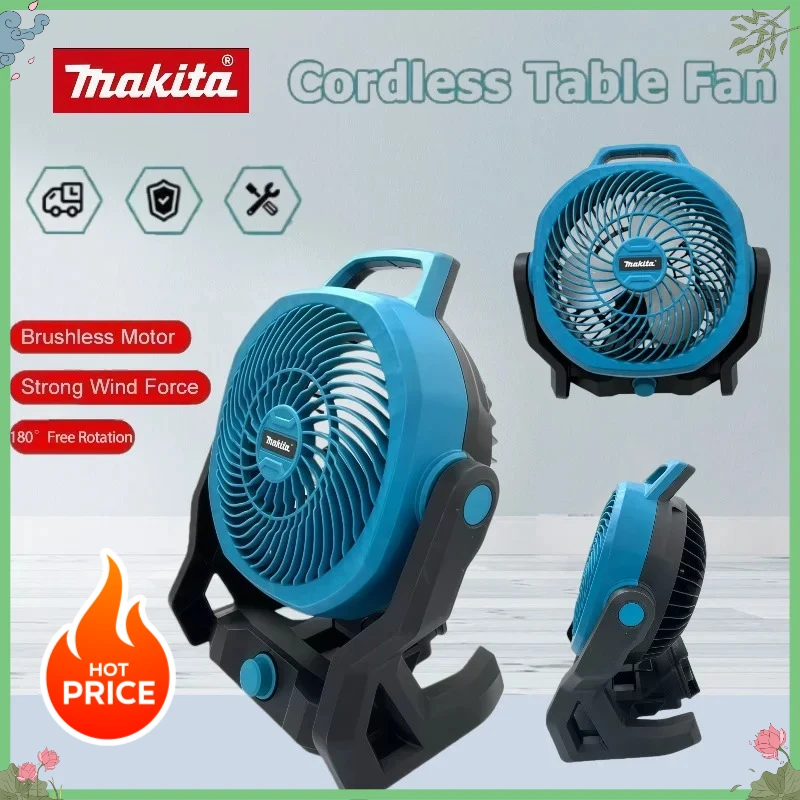 

Makita Fit 18V Battery Rechargeable Electric Fan Outdoor Camping Fan Air Circulator Cordless Fan 270 ° Head Rotation Tent Fan
