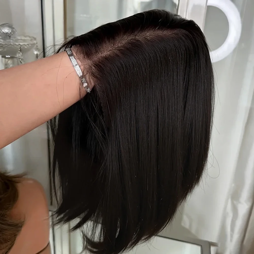 100% Echthaar-Perücke aus Vietnam, hochwertige, knochenglatte Bob-Perücke, vorgeschnitten, ohne Kleber, sofort tragbar, HD-Lace-Perücke 13x6, kurze Echthaar-Perücke mit quadratischem Schnitt, seidig