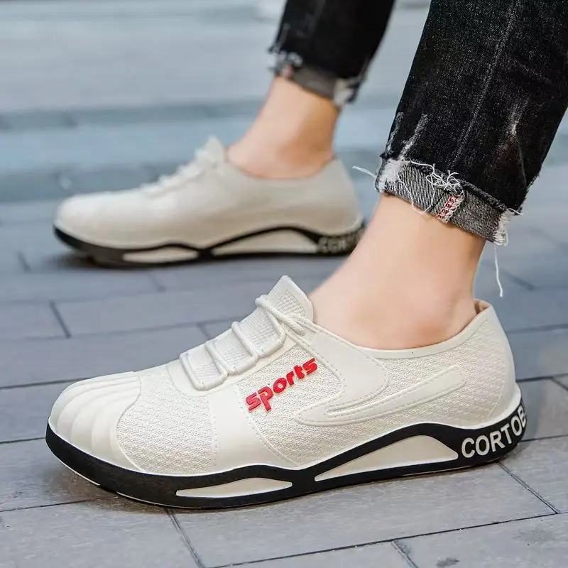 Men's New Low Top Big Size Rain Shoes Waterproof Oil-Proof Kitchen Work Shoes Soft Sole Non Slip Round Toe Slip On Fishing Wader