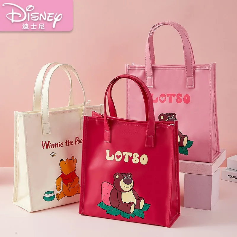 

Disney 2025New Lotso Winnie The Pooh Cartoon Cute Canvas Bag Work Commuter Lunch Bag Students Bring Their Own Meal Bag Girl Gift