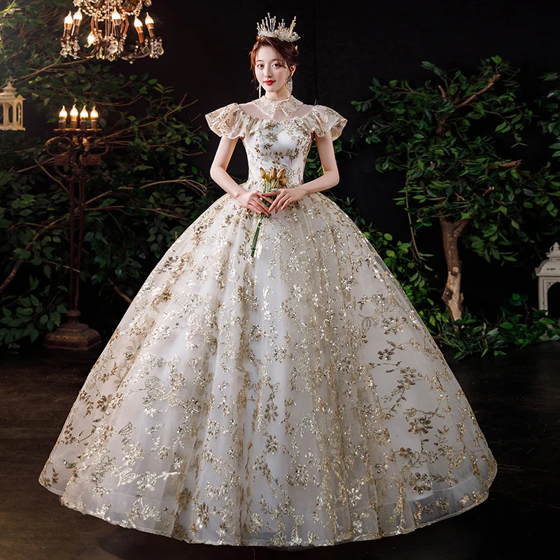 

PRXD-130#Wedding Dress Wholesale Lace Up Embroidery Bride Marriage White Ball Gown Christmas Carnival Strapless resin Diamond