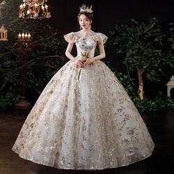 PRXD-130#Wedding Dress Wholesale Lace Up Embroidery Bride Marriage White Ball Gown Christmas Carnival Strapless resin Diamond