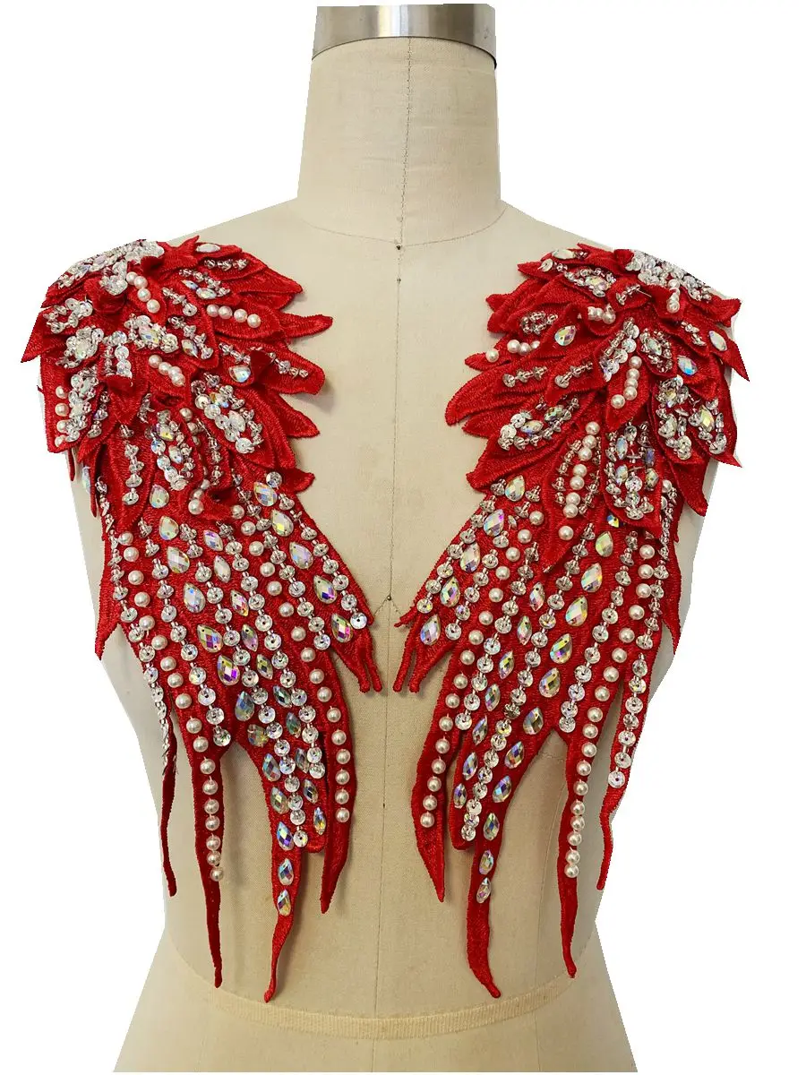 18 Colors Luxury Beaded Crystal Diamond Appliqued Apparel Decoration Handmade Shoulder Lace Fabric Evening Prom Dress Material