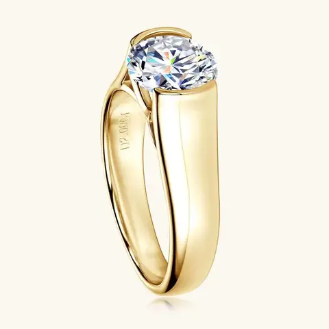 18k 골드 도금 925 슬리버 2ct 8mm Moissanite 반지 커플 여성 남성 Chunky 약혼 결혼 반지 와이드 핑거 밴드