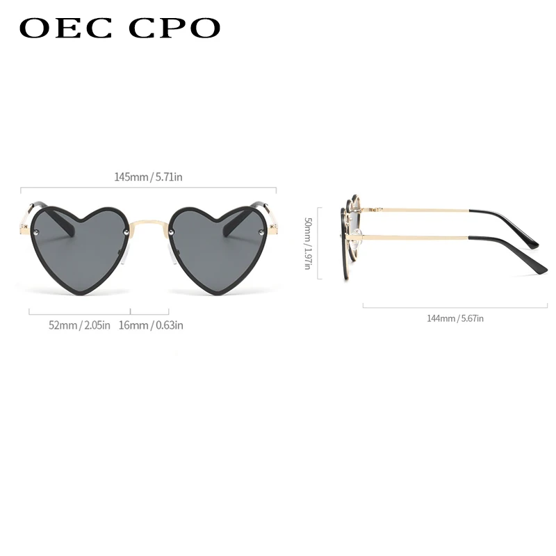 Sexy Heart Women Sunglasses Fashion Metal Frame Gradient Shades UV400 Trending Sun Glasses Female Ocean Color Eyewear