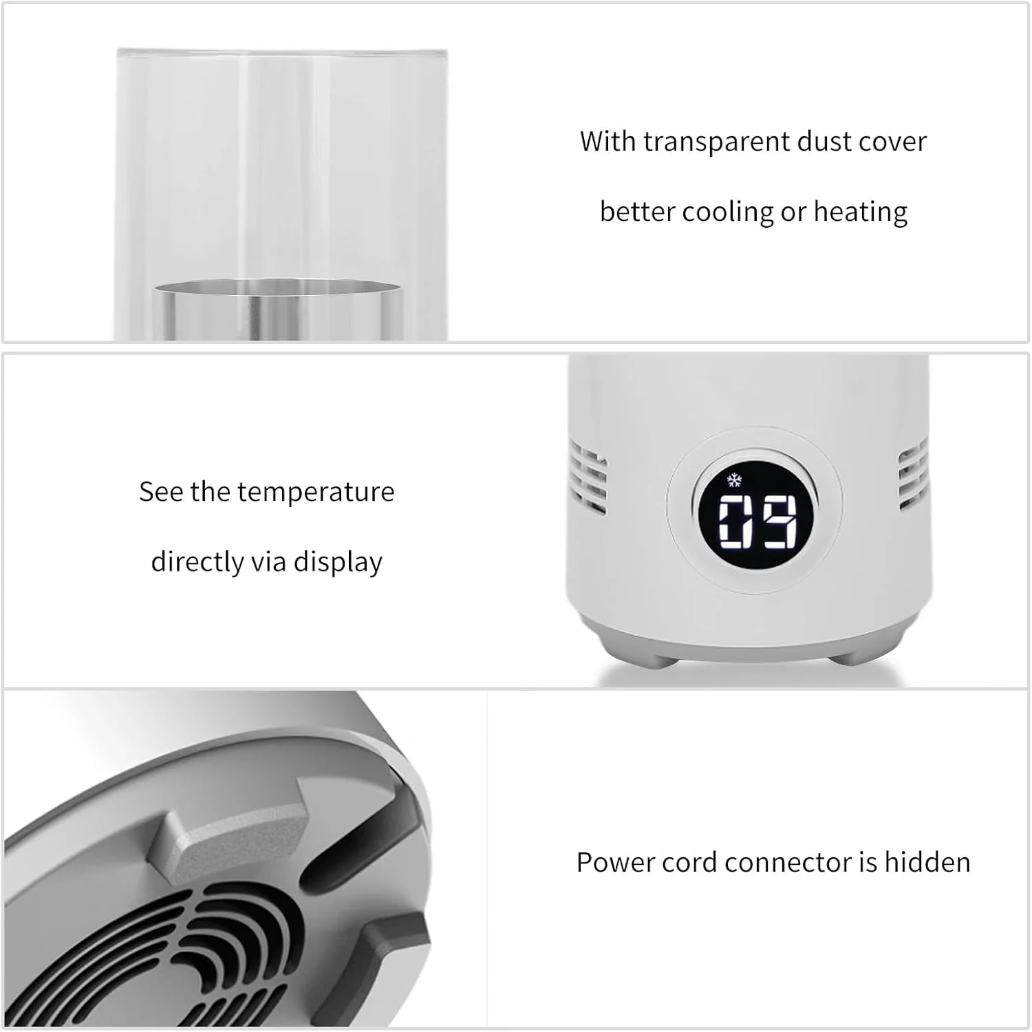 Smart Portable 2 in 1 Cool and Heat Cup, Beverage Cooler, Coffee Warmer, 2°C~55°C Fast Cooling or Heating, Lightweight Desktop