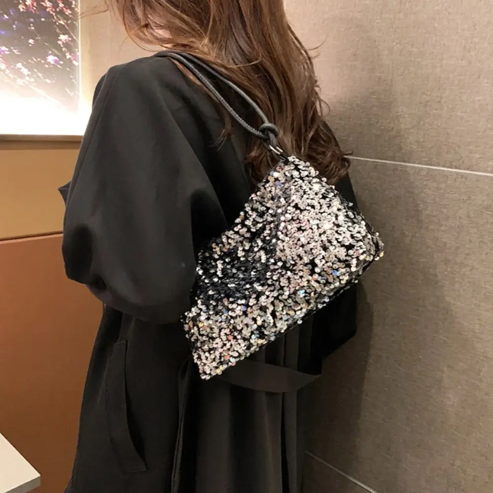 Sacs à bandoulière à paillettes solides pour dames, sac de téléphone de style coréen, sacs initiés, sac à main à paillettes, pochette de soirée