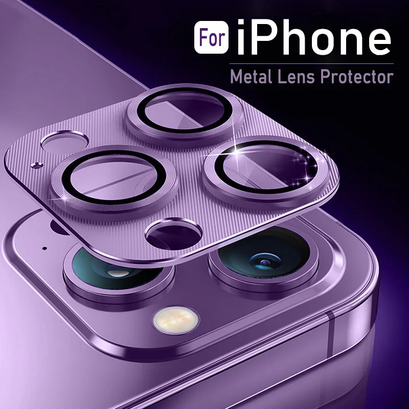 Capa Protetora de Metal e Vidro, Filme Protetor de Câmera, iPhone 14, 15, 16 Pro Max, 14 Plus, 15 Pro Max, 1Pc
