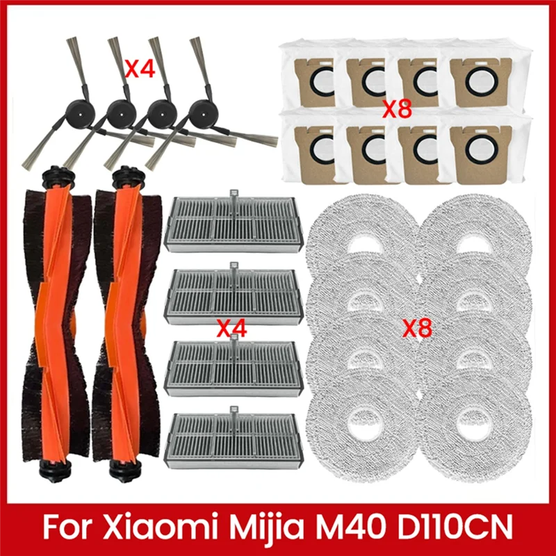 

B58B-26PCS Vacuum Brush Filter Mop Cloth Dust Bag Kit For Xiaomi Mijia Omni M40 D110CN Vacuum Cleaner Replacement Accessories