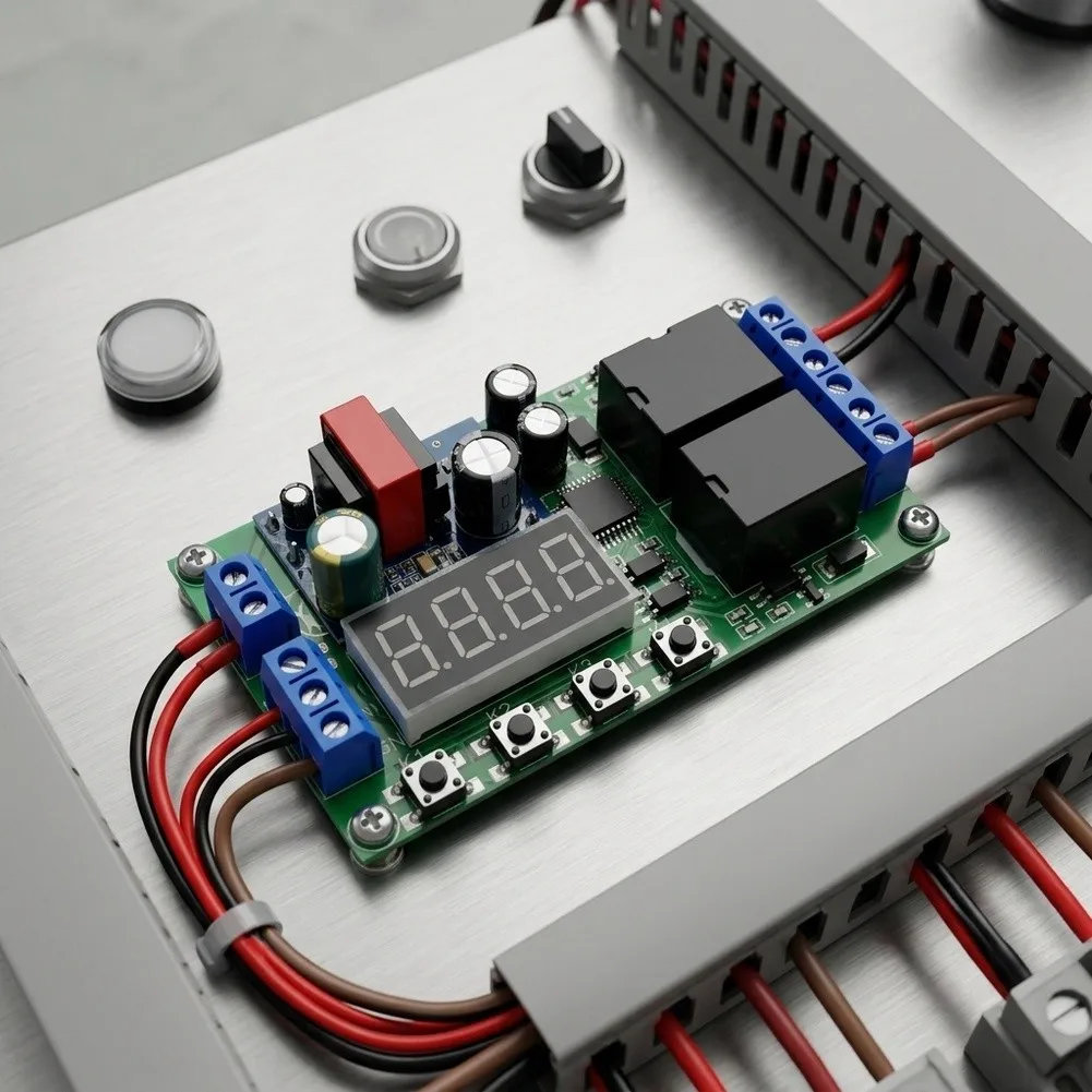 220V AC Dual Output Programmable Timer Module 7 with 38 Working Modes 4 Digit Display and External Sensor Input