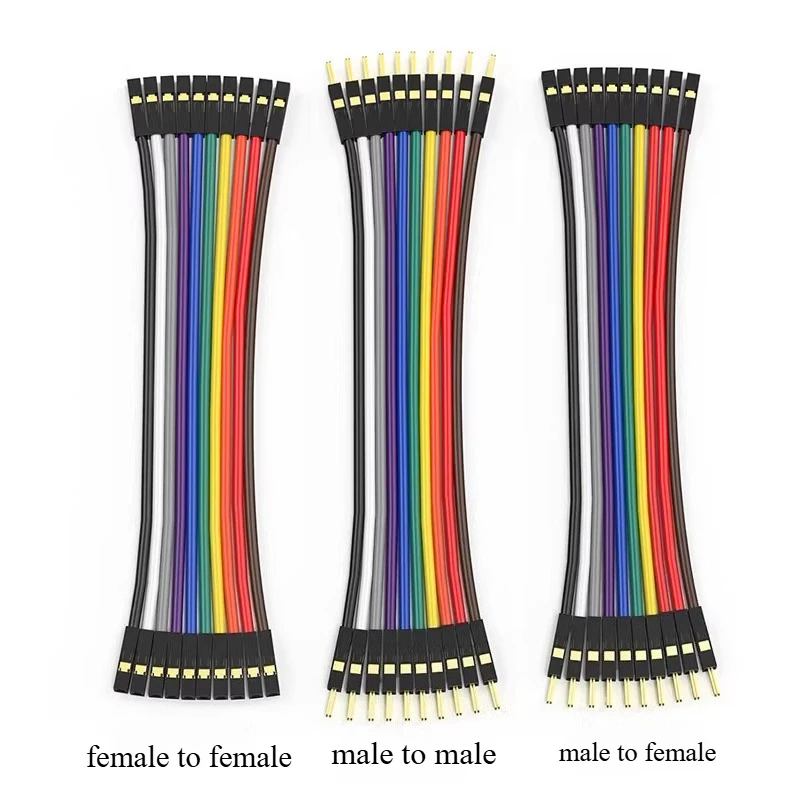 10PCS/Lot 24AWG Thickened Ribbon Wire, Gold Plated Pure Copper Male To Female/Male To Male Connector 20cm/30cm
