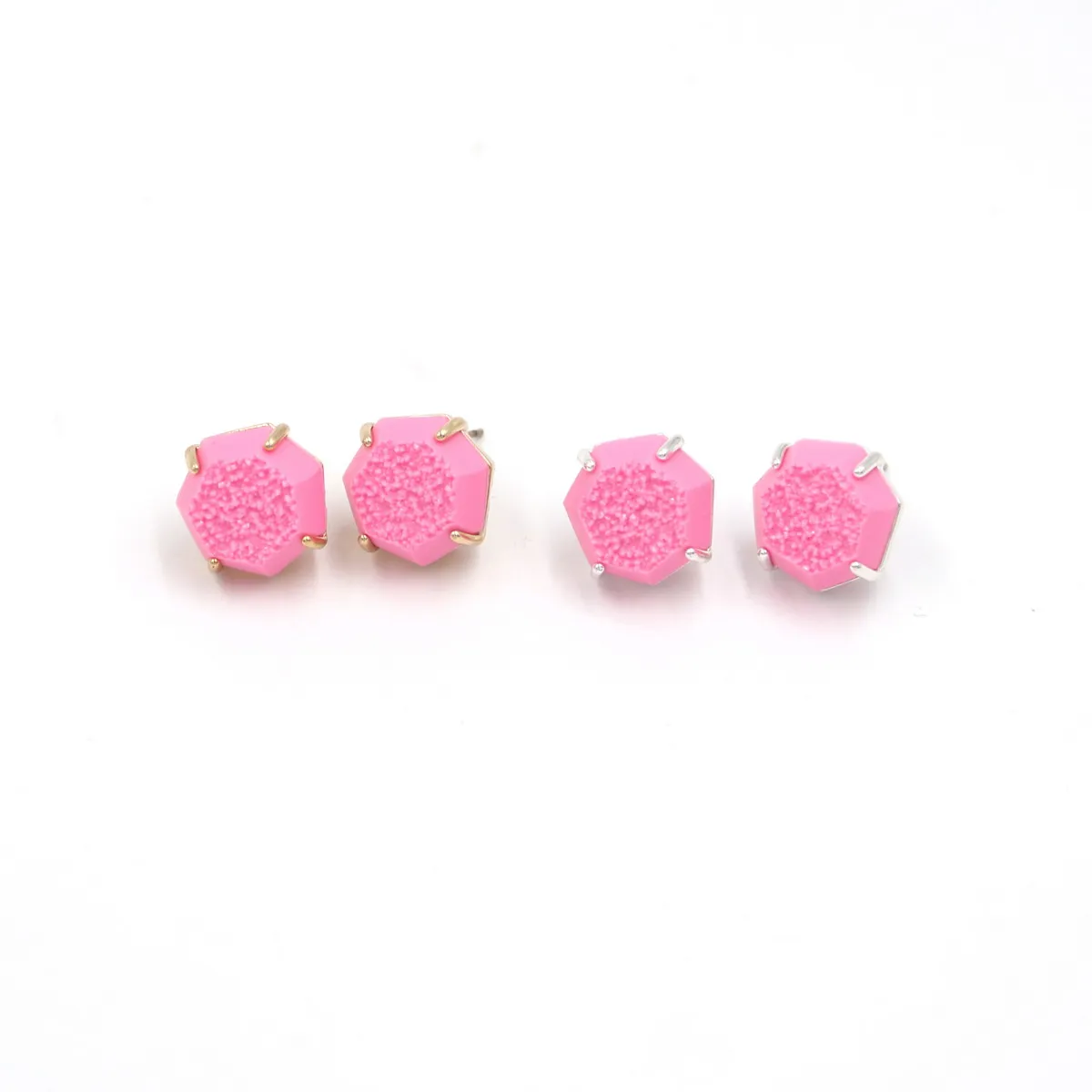 2022 New Pink Six Sides Shaped Post Stud Earring for Girl