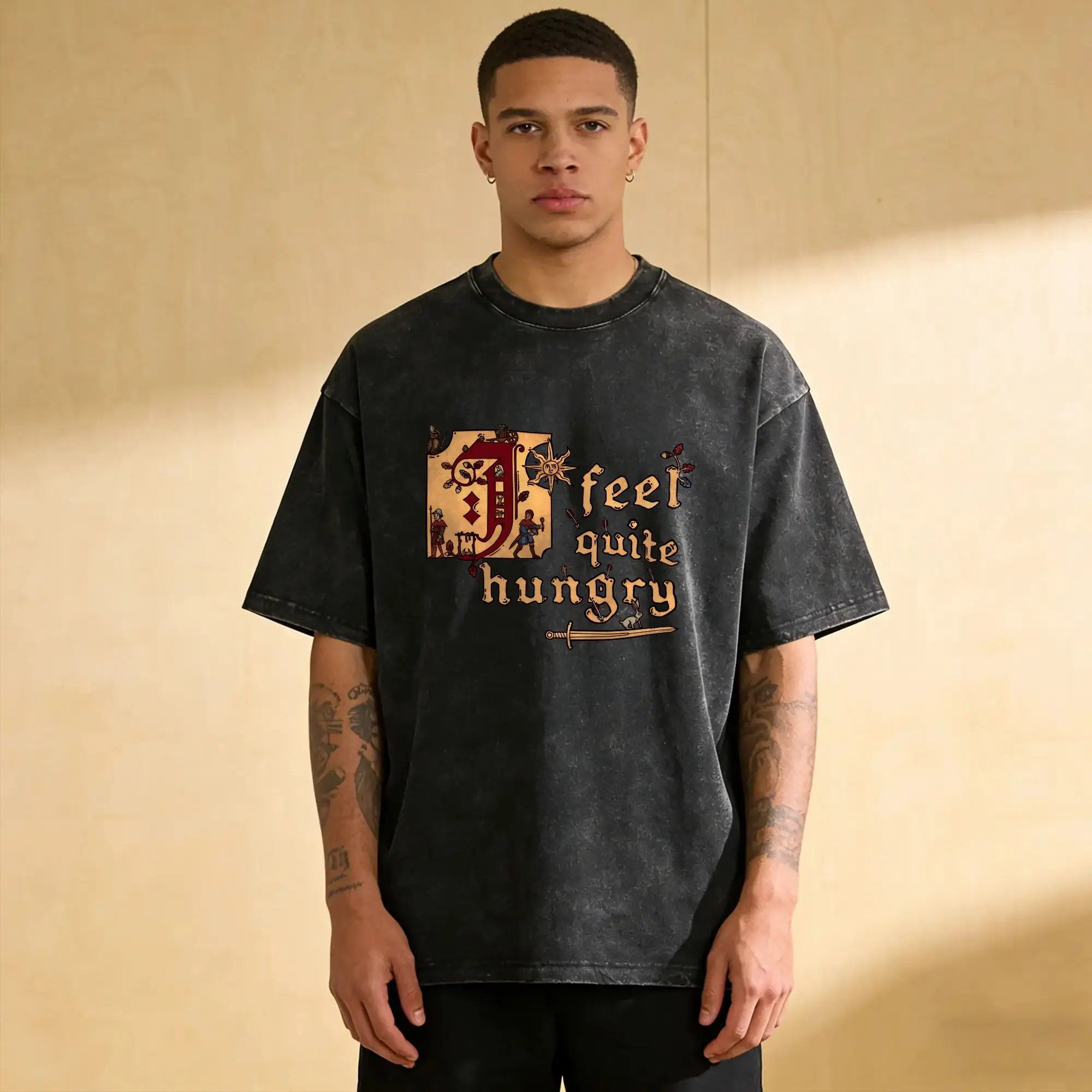 Vintage Washed T-Shirt K-Kingdom Come D-Deliverance Cotton T-Shirts  Hip Hop Tshirt for Male Summer Y2K Retro Print Tees
