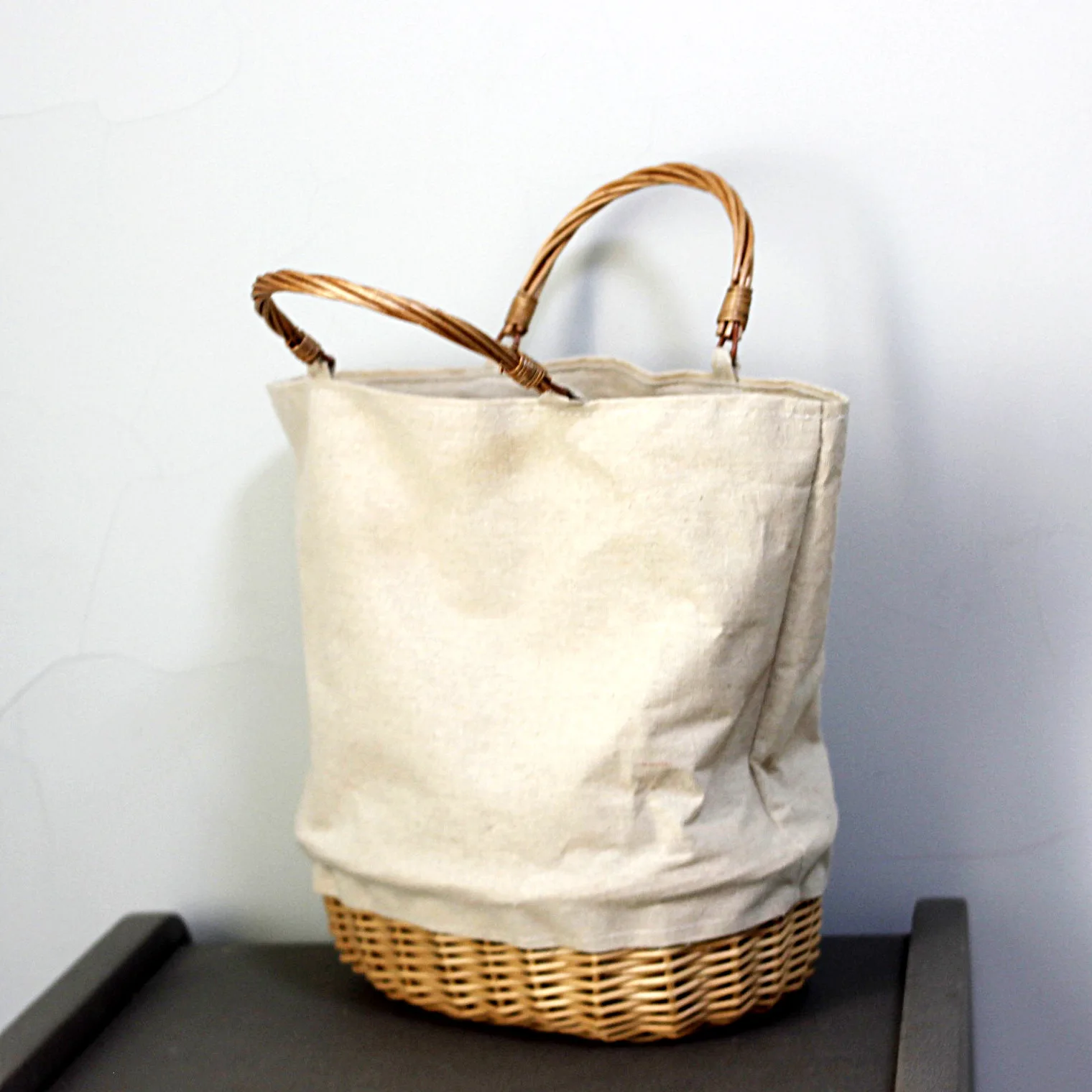 กระเป๋าหวายสานลายปะผ้าลินิน กร - Basket Bag Wicker บทวิจารณ์และราคา