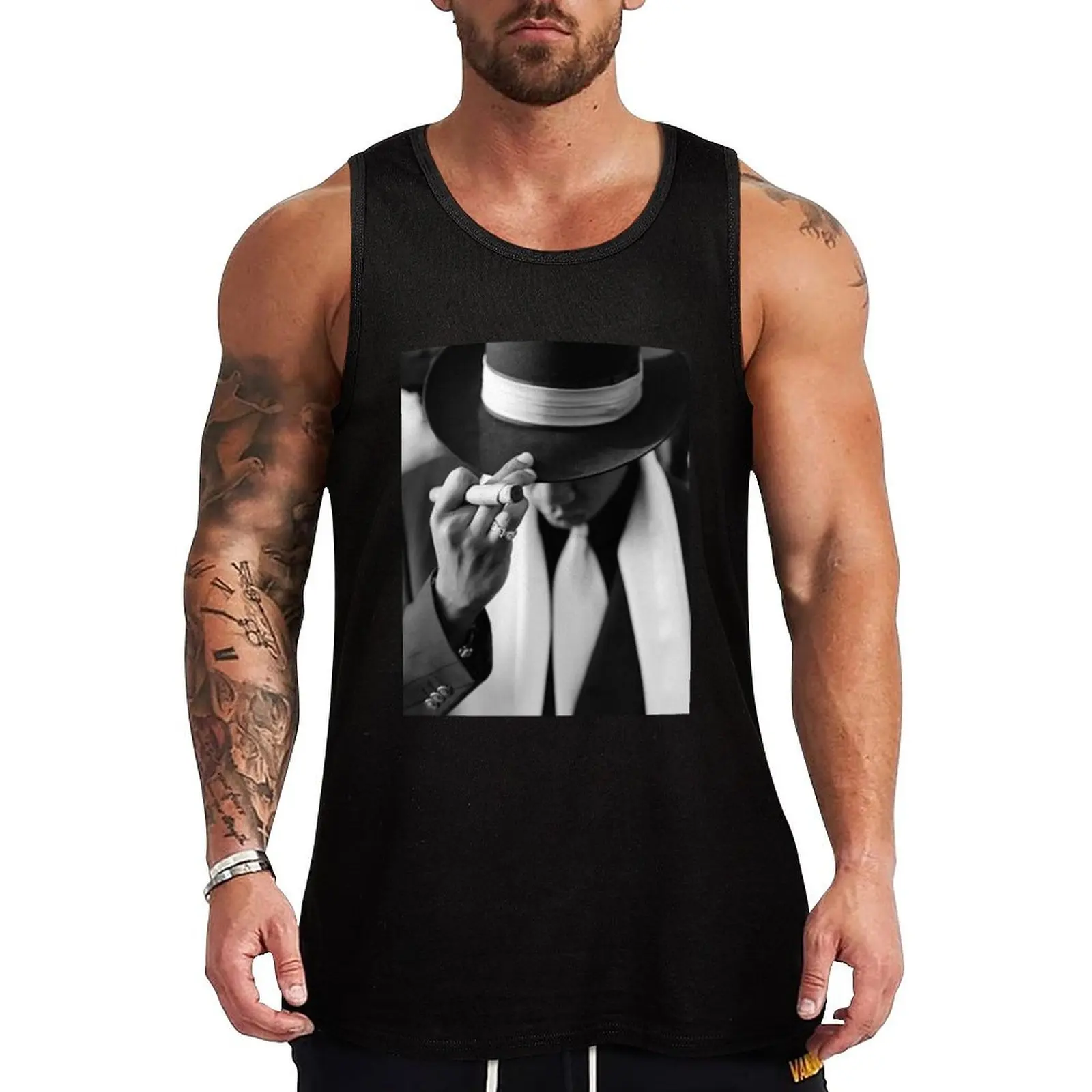 

Jay-z B/W Tank Top Gym t-shirt man training weight vest t-shirt Men's Bodybuilding clothing man