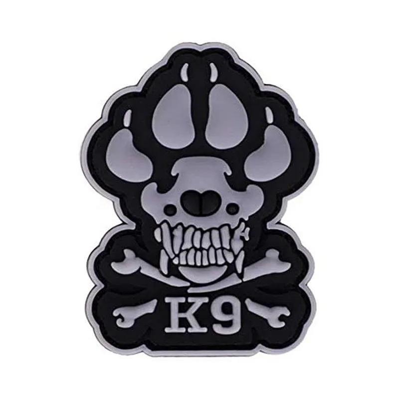 K9 Training Dog Paws Cloth Patch Crossed Leg Bones Morale Badge Military Dog Patch Armband Dog Badge Embroidery Clothing Patches