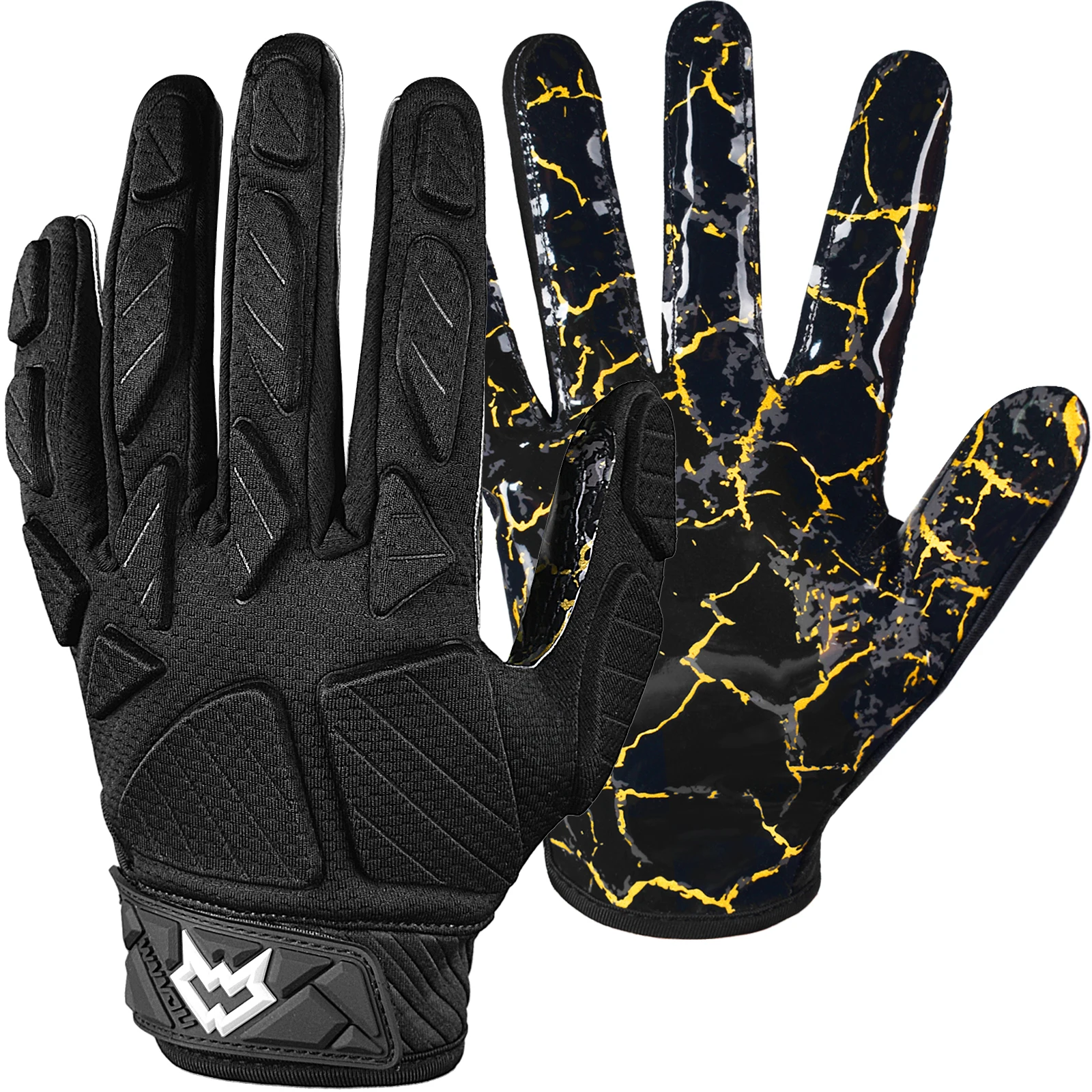 WVVOU Padded Football Gloves, Sticky Padded Receiver Gloves, Football Lineman Gloves