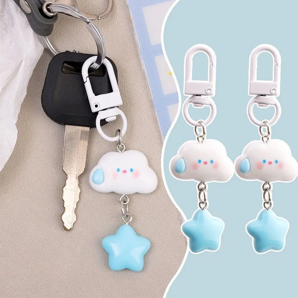 Cloud Cloud Blue Star Keychain Bag Charm Plastic Cement Blue Star Cartoon Kawaii Keyring Cartoon Cute Girls Gifts