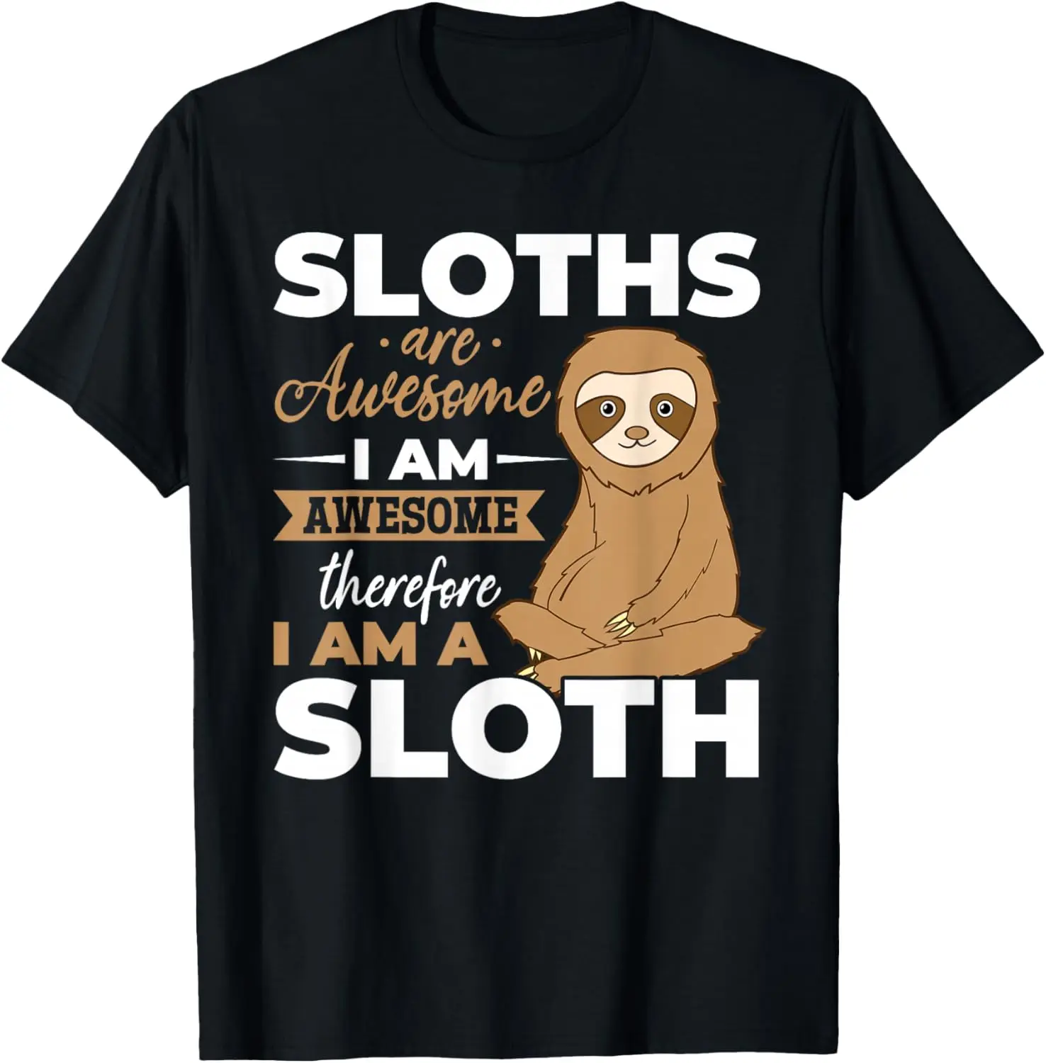 Sloth Animals - Sloths Are Awesome T-Shirt 100% Cotton Trendy Y2K Short-Sleeve Tee – Soft, Quick-Drying, All Occasion Casual  Suitable For Concert Party Hanging Out Sightseeing Trip