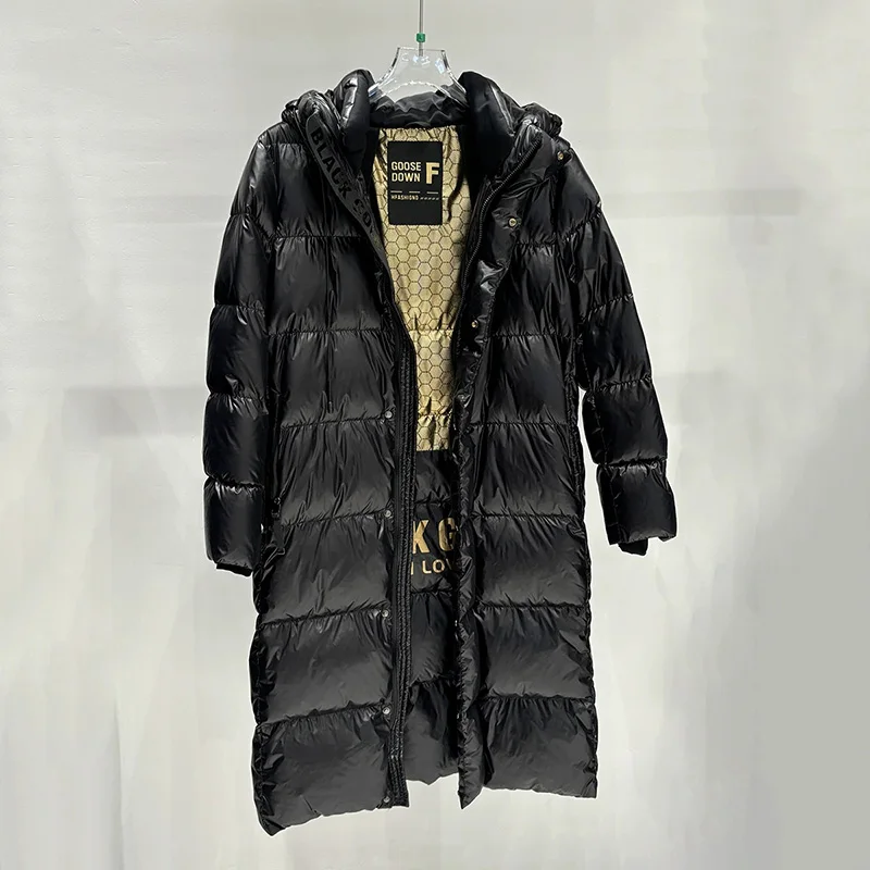 Schinteon Women White Duck Down Long Jacket with Hood Casual Over Size Autumn Winter Warm Loose Thick Windbreaker Outwear 2023