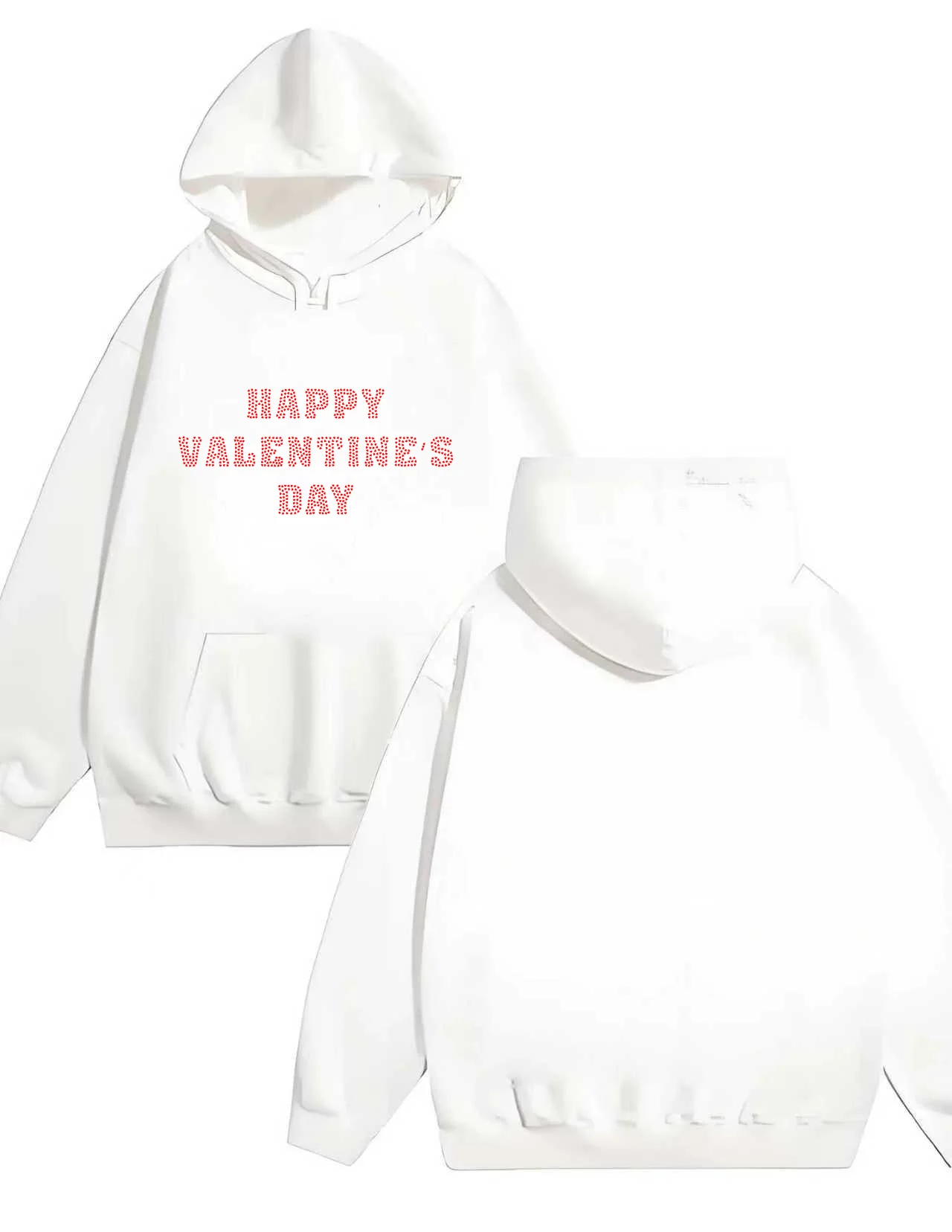 سعيد عيد الحب طباعة هوديي 330gsm الوزن الثقيل للجنسين الشارع الشهير R شعار بلوزة كاجوال الرجال النساء البلوز الأسود 2025 #3