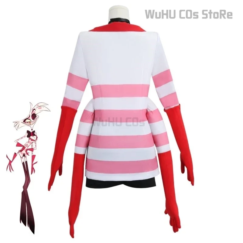 Hazbin Cosplay Hotel Dust Angel Cosplay Costume Foue Hands Uniform Angel Wig Women Girls Birthday Party Dress Halloween Carnival