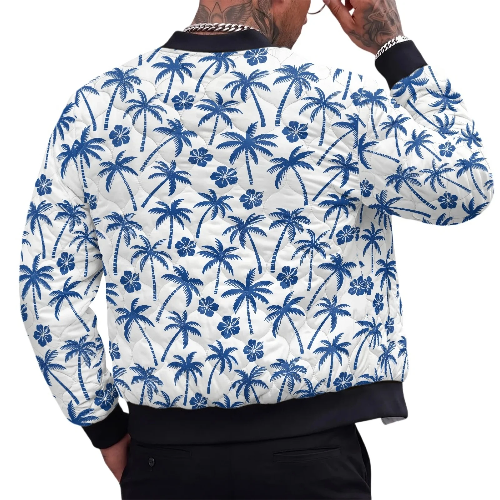 PENSTROLL Palm Mens Light Warm Quilted Long Sleeve Outer Jacket Water-Resistant Quilted Puffer Jacket for Vacation